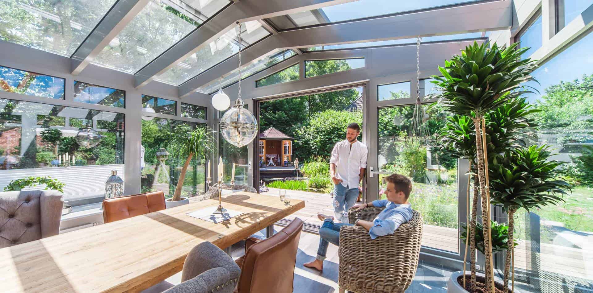 gewe aluminium wintergarten mit glasdach