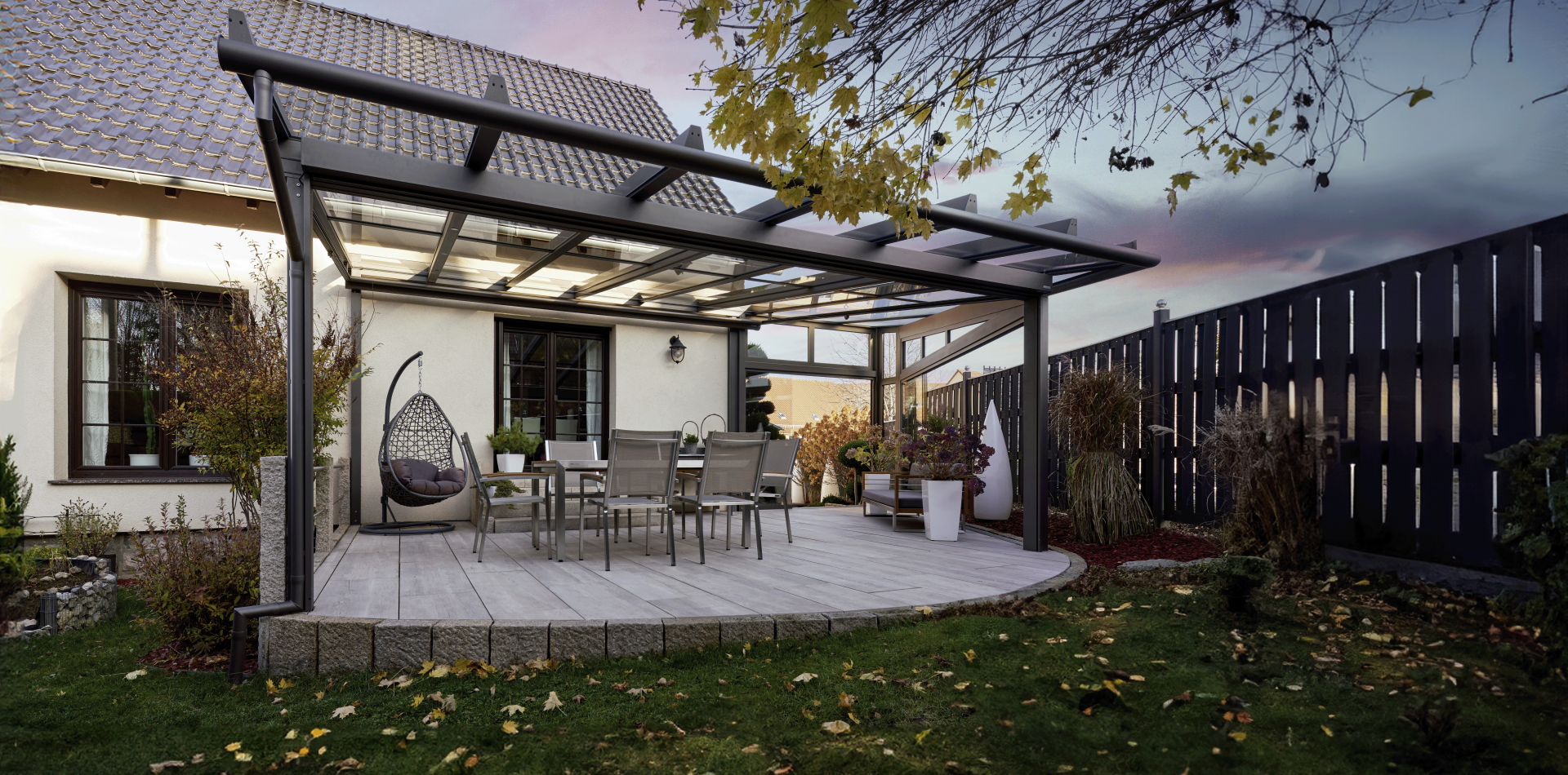 2ps Terrassendach Serie Veranda Unterglasmarkise Zipmarkise Spotlights 10 Kopie
